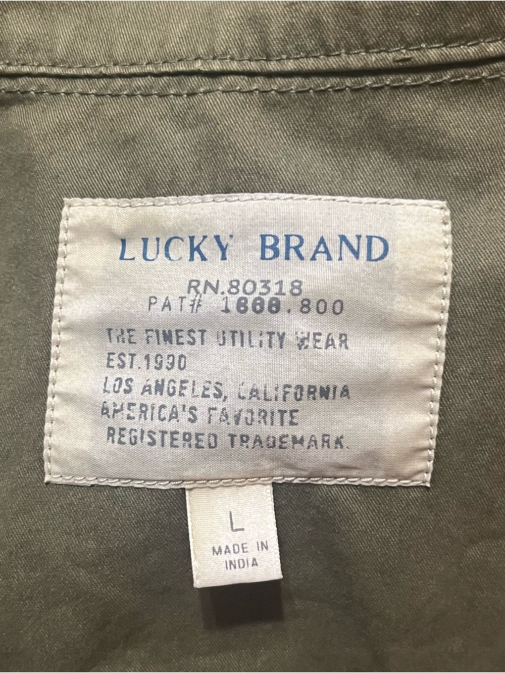 LUCKY BRAND Jacket Field Coat Army Green Utility Pockets Gorptore Sz L - Picture 4 of 7